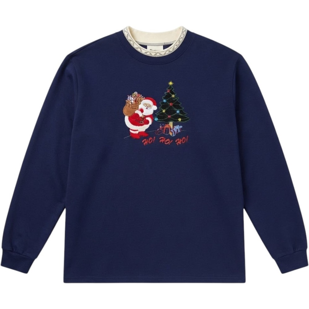 Bobbie Brooks Christmas Sweatshirt Womens 18W/20W Navy Santa Embroidered Top